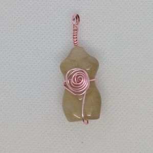 Elegant Citrine Pendant with Pink Wire Wrap